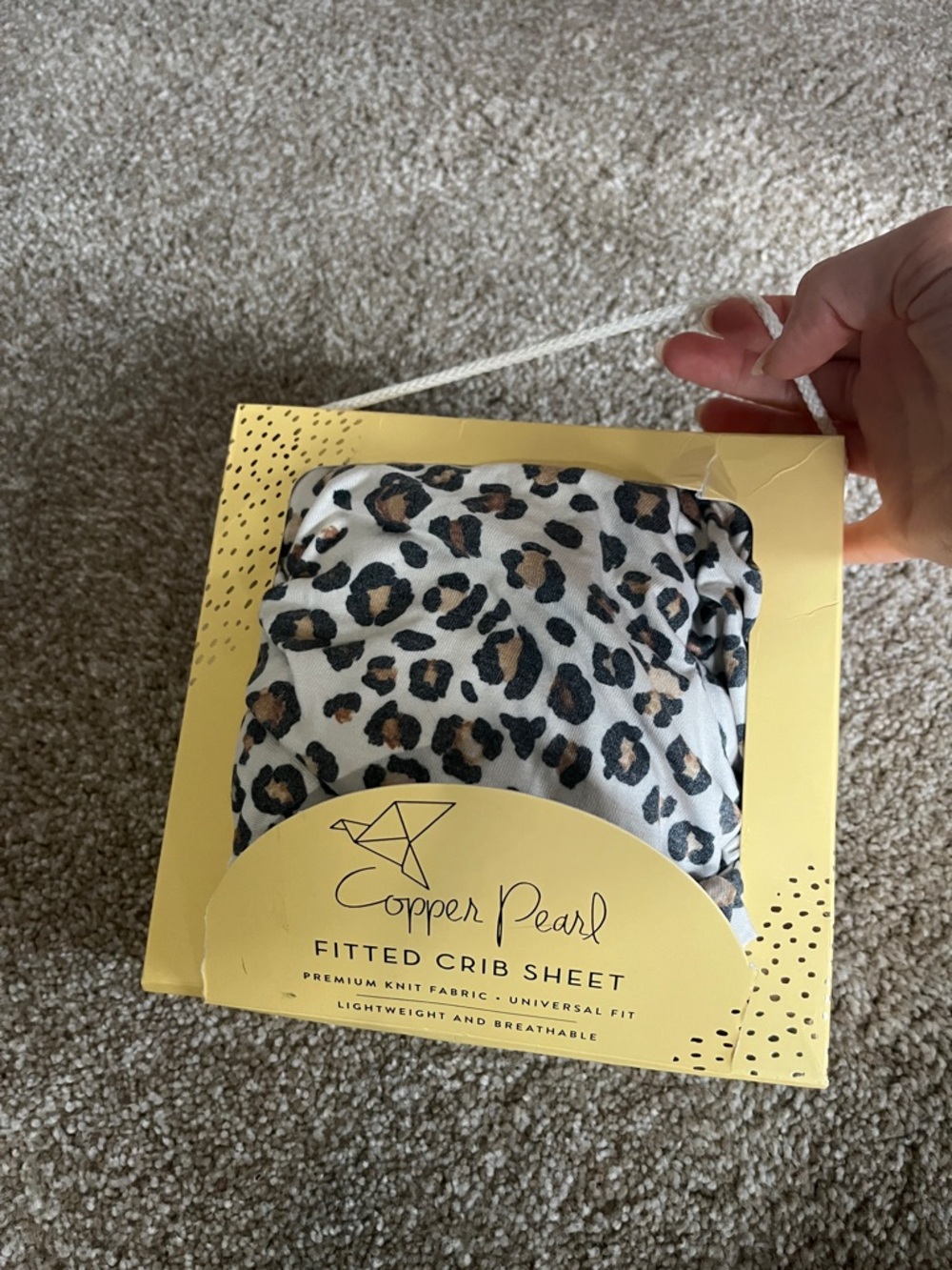 Copper Pearl Leopard Print Fitted Crib Sheet - White and Brown